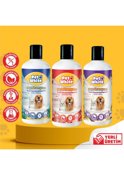 Pet White Evcil Hayvan Şampuan Seti 500 ml 3 Adet