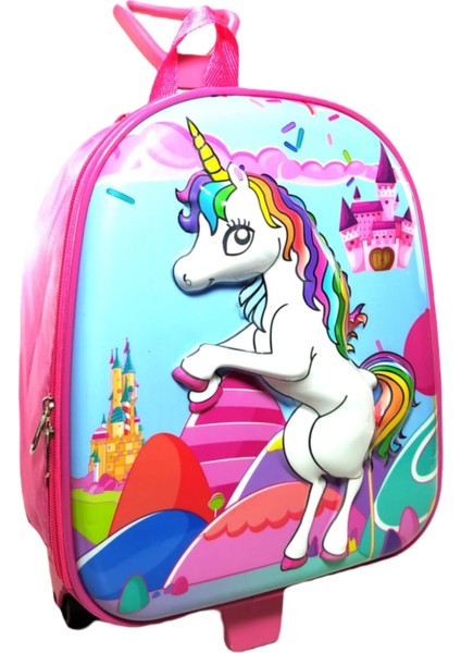 Kız Unicorn Anaokulu Çekçekli Sırt Çantası