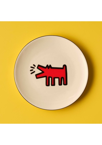 Keith Haring Paw Porselen Pasta Tabağı Kırmızı (19 Cm)