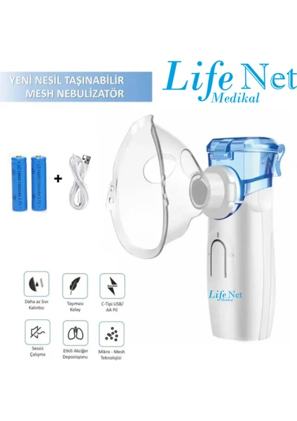 Life Net Medikal Taşınabilir Mesh Nebulizatör Şarzlı Süper Sessiz Yeni Nesil Nebulizatör YS35