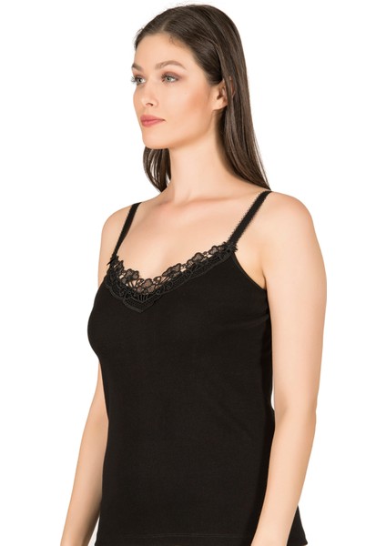 Özkan 0110 Kadın Ribana Pamuklu Güpürlü Esnek Rahat İnce Askılı Atlet indirimleri