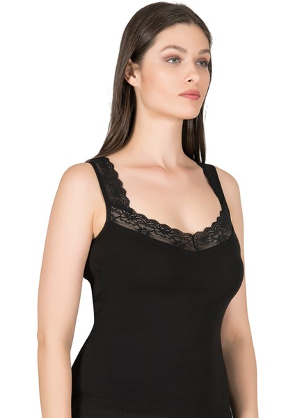 0181 Kadın Pamuklu Dantel Yakalı Kalın Dantel Askılı Atlet fırsatları