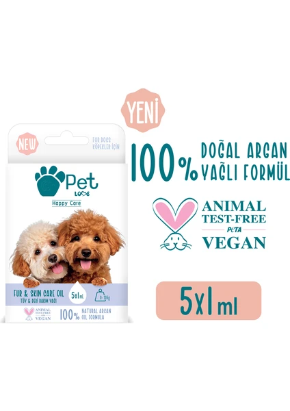 Pet Love Köpekler Için Tüy Bakım Yağı 5x1 ml 100% Doğal Argan Yağlı