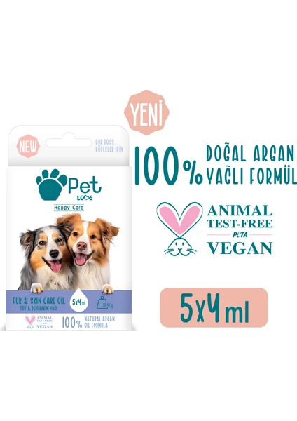 Pet Love Köpekler Için Tüy Bakım Yağı 5x4 ml 100% Doğal Argan Yağlı