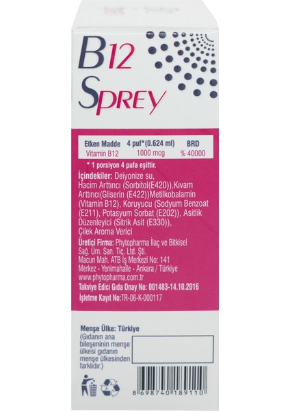 D3 + K2 Sprey - 25 ml & Vitamin B12 Sprey - 25 ml (Çilek Aromalı)
