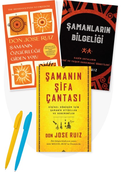 Şamanın Özgürlüğe Giden Yolu - Şamanların Bilgeliği - Şamanın Şifa Çantası - 3 Kitap - Don Jose Ruiz + Alfa Moda Kalem