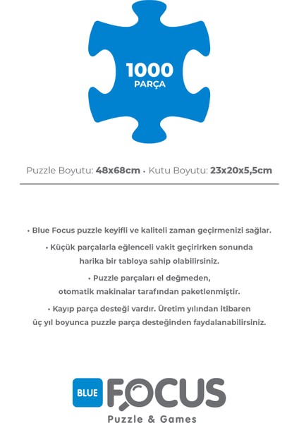 Blue Focus 1000 Parça Puzzle - Old World Map (Eski Dünya Haritası)