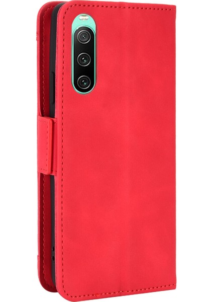 Sony Xperia 10 V ile Uyumlu Kickstand Koruyucu, Kredi Kartı Tutacağı Pu Deri Darbeye Dayanıklı Telefon Kılıfı (Yurt Dışından)