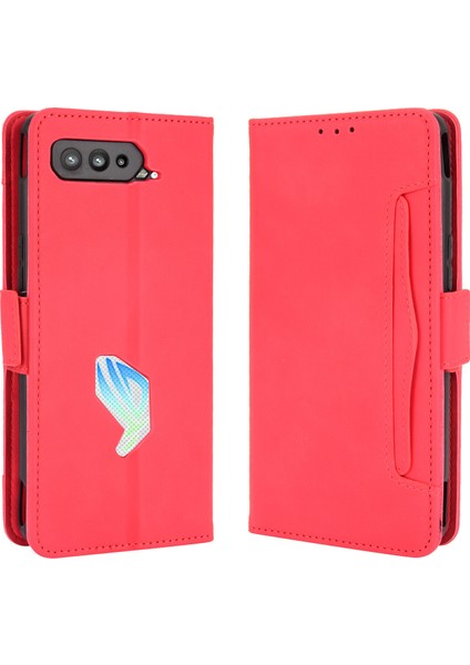 Asus Rog Phone 5 ile Uyumlu Kickstand Koruyucu, Kredi Kartı Tutacağı Pu Deri Darbeye Dayanıklı Telefon Kılıfı (Yurt Dışından)