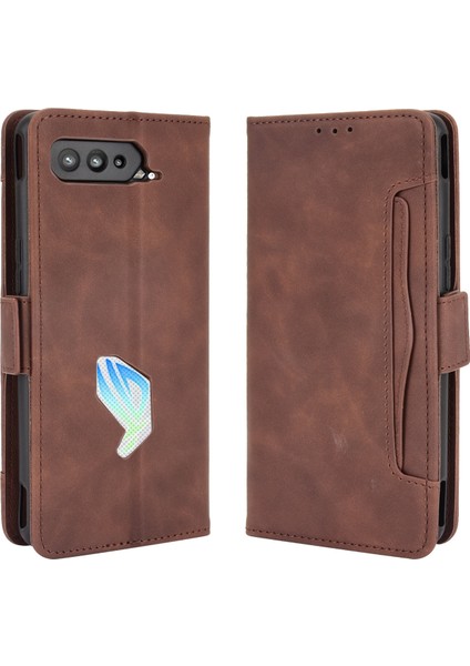 Asus Rog Phone 5 ile Uyumlu Kickstand Koruyucu, Kredi Kartı Tutacağı Pu Deri Darbeye Dayanıklı Telefon Kılıfı (Yurt Dışından)