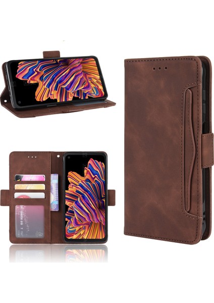 Samsung Galaxy Xcover Pro ile Uyumlu Kickstand Koruyucu, Kredi Kartı Tutacağı Pu Deri Darbeye Dayanıklı Telefon Kılıfı (Yurt Dışından) fırsatları