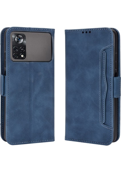 Xiaomi Mi Poco M4 Pro 4g ile Uyumlu Kickstand Koruyucu, Kredi Kartı Tutacağı Pu Deri Darbeye Dayanıklı Telefon Kılıfı (Yurt Dışından)