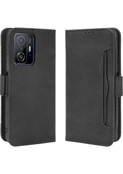 Xiaomi Mi 11T/11T Pro ile Uyumlu Kickstand Koruyucu, Kredi Kartı Tutacağı Pu Deri Darbeye Dayanıklı Telefon Kılıfı (Yurt Dışından)