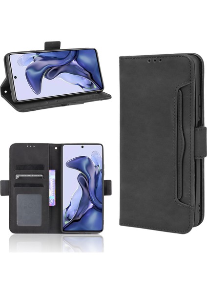 Xiaomi Mi 11T/11T Pro ile Uyumlu Kickstand Koruyucu, Kredi Kartı Tutacağı Pu Deri Darbeye Dayanıklı Telefon Kılıfı (Yurt Dışından) fırsatları