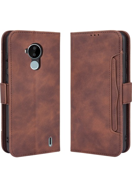Nokia C30 ile Uyumlu Kickstand Koruyucu, Kredi Kartı Tutacağı Pu Deri Darbeye Dayanıklı Telefon Kılıfı (Yurt Dışından)