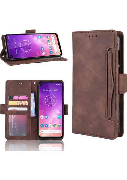 Motorola Moto One Vision ile Uyumlu Kickstand Koruyucu, Kredi Kartı Tutacağı Pu Deri Darbeye Dayanıklı Telefon Kılıfı (Yurt Dışından) fırsatları