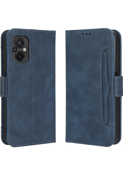 Xiaomi Mi Poco M5 ile Uyumlu Kickstand Koruyucu, Kredi Kartı Tutacağı Pu Deri Darbeye Dayanıklı Telefon Kılıfı (Yurt Dışından)