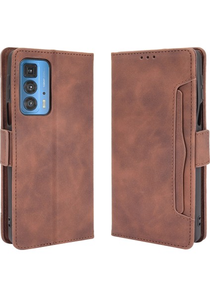 Motorola Moto Edge 20 Pro ile Uyumlu Kickstand Koruyucu, Kredi Kartı Tutacağı Pu Deri Darbeye Dayanıklı Telefon Kılıfı (Yurt Dışından)