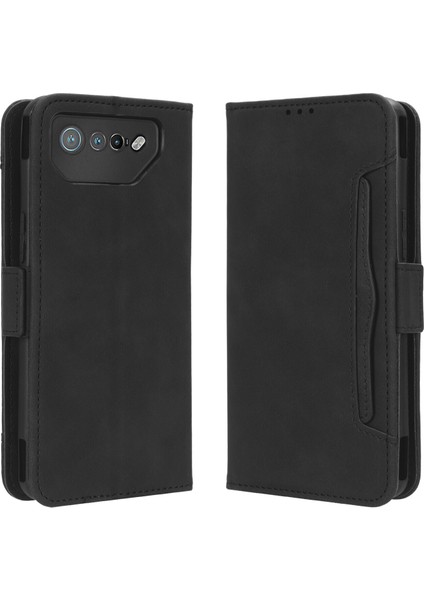 Asus Rog Phone 7 ile Uyumlu Kickstand Koruyucu, Kredi Kartı Tutacağı Pu Deri Darbeye Dayanıklı Telefon Kılıfı (Yurt Dışından)