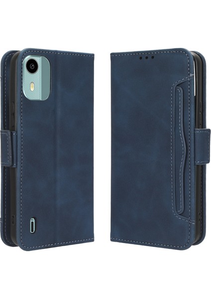 Nokia C12 ile Uyumlu Kickstand Koruyucu, Kredi Kartı Tutacağı Pu Deri Darbeye Dayanıklı Telefon Kılıfı (Yurt Dışından)