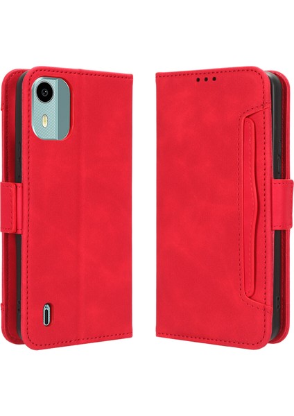 Nokia C12 ile Uyumlu Kickstand Koruyucu, Kredi Kartı Tutacağı Pu Deri Darbeye Dayanıklı Telefon Kılıfı (Yurt Dışından)
