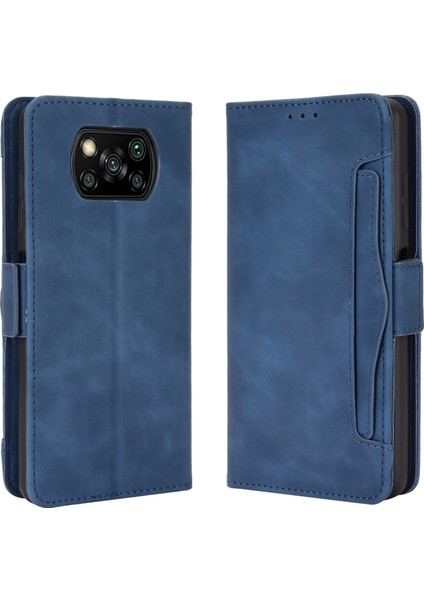 Xiaomi Mi Poco X3/x3 Pro/x3 Nfc ile Uyumlu Kickstand Koruyucu, Kredi Kartı Tutacağı Pu Deri Darbeye Dayanıklı Telefon Kılıfı (Yurt Dışından)
