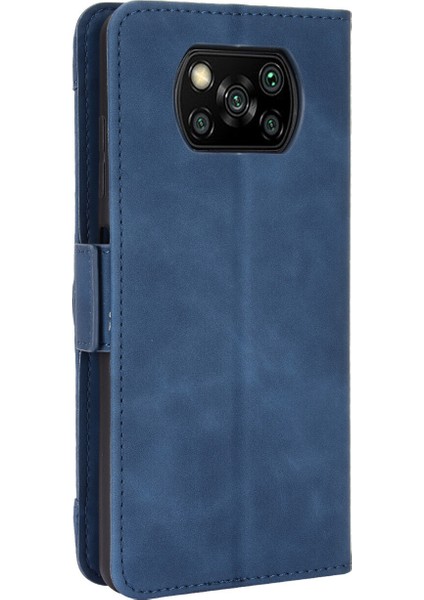 Xiaomi Mi Poco X3/x3 Pro/x3 Nfc ile Uyumlu Kickstand Koruyucu, Kredi Kartı Tutacağı Pu Deri Darbeye Dayanıklı Telefon Kılıfı (Yurt Dışından)