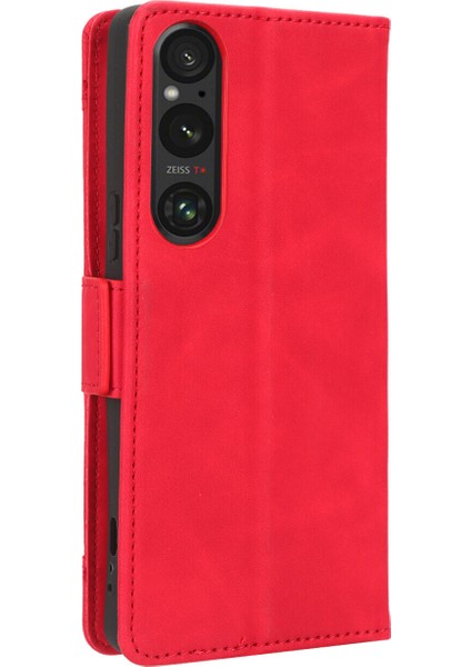 Bdt Shop Sony Xperia 1 V ile Uyumlu Kickstand Koruyucu, Kredi Kartı Tutacağı Pu Deri Darbeye Dayanıklı Telefon Kılıfı (Yurt Dışından)