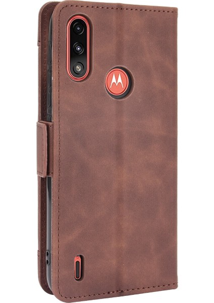 Motorola Moto E7 Power ile Uyumlu Kickstand Koruyucu, Kredi Kartı Tutacağı Pu Deri Darbeye Dayanıklı Telefon Kılıfı (Yurt Dışından)