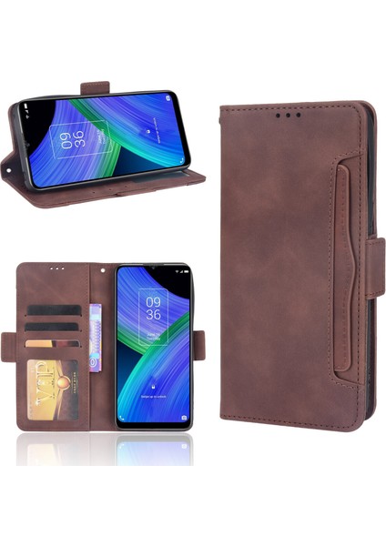 Tcl 20R 5g ile Uyumlu Kickstand Koruyucu, Kredi Kartı Tutacağı Pu Deri Darbeye Dayanıklı Telefon Kılıfı (Yurt Dışından)