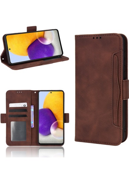 Samsung Galaxy A73 5g ile Uyumlu Kickstand Koruyucu, Kredi Kartı Tutacağı Pu Deri Darbeye Dayanıklı Telefon Kılıfı (Yurt Dışından)