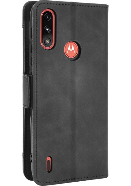 Motorola Moto E7 Power ile Uyumlu Kickstand Koruyucu, Kredi Kartı Tutacağı Pu Deri Darbeye Dayanıklı Telefon Kılıfı (Yurt Dışından)