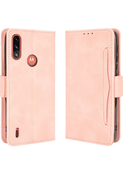 Motorola Moto E7 Power ile Uyumlu Kickstand Koruyucu, Kredi Kartı Tutacağı Pu Deri Darbeye Dayanıklı Telefon Kılıfı (Yurt Dışından)