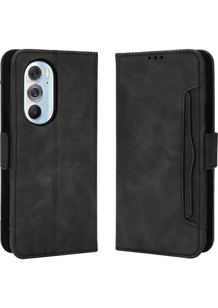 Motorola Moto Edge 30 Pro ile Uyumlu Kickstand Koruyucu, Kredi Kartı Tutacağı Pu Deri Darbeye Dayanıklı Telefon Kılıfı (Yurt Dışından)