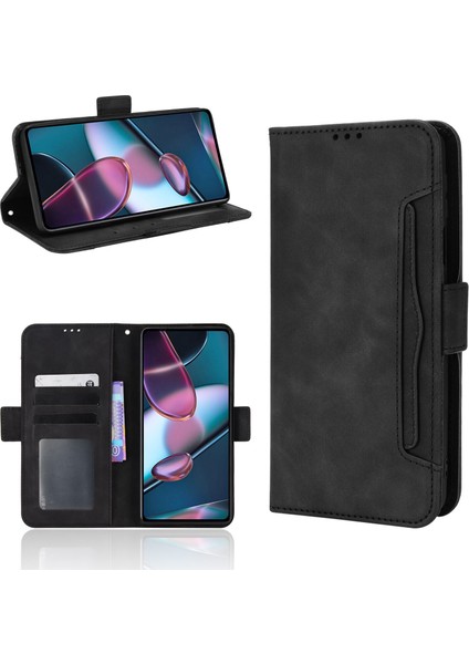 Motorola Moto Edge 30 Pro ile Uyumlu Kickstand Koruyucu, Kredi Kartı Tutacağı Pu Deri Darbeye Dayanıklı Telefon Kılıfı (Yurt Dışından) fırsatları