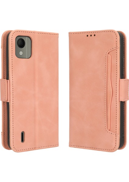 Nokia C110 4g ile Uyumlu Kickstand Koruyucu, Kredi Kartı Tutacağı Pu Deri Darbeye Dayanıklı Telefon Kılıfı (Yurt Dışından)