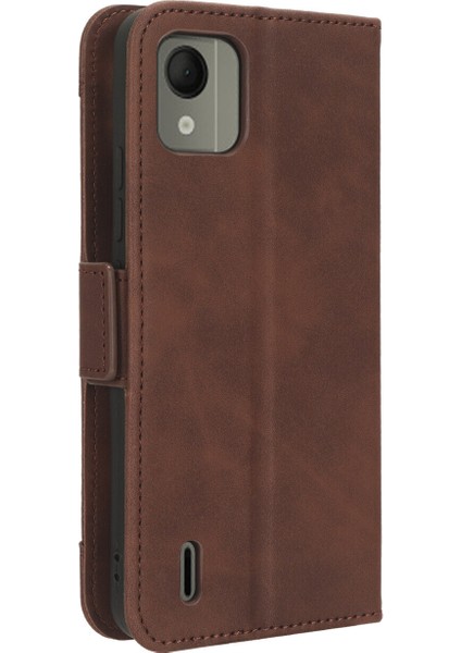 Nokia C110 4g ile Uyumlu Kickstand Koruyucu, Kredi Kartı Tutacağı Pu Deri Darbeye Dayanıklı Telefon Kılıfı (Yurt Dışından) indirimleri