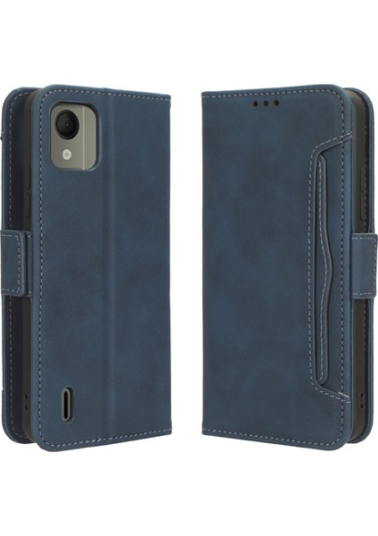 Nokia C110 4g ile Uyumlu Kickstand Koruyucu, Kredi Kartı Tutacağı Pu Deri Darbeye Dayanıklı Telefon Kılıfı (Yurt Dışından)