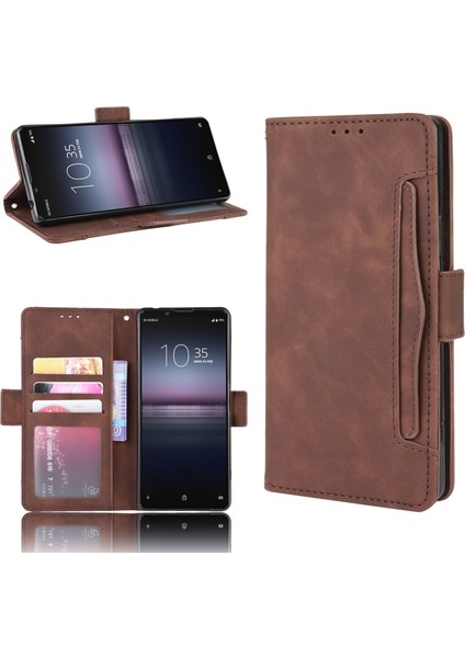Sony Xperia 1 Iı ile Uyumlu Kickstand Koruyucu, Kredi Kartı Tutacağı Pu Deri Darbeye Dayanıklı Telefon Kılıfı (Yurt Dışından) fırsatları