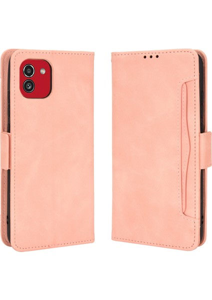 Samsung Galaxy A03 ile Uyumlu Kickstand Koruyucu, Kredi Kartı Tutacağı Pu Deri Darbeye Dayanıklı Telefon Kılıfı (Yurt Dışından)