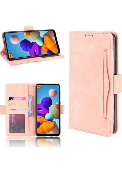 Samsung Galaxy A21 ile Uyumlu Kickstand Koruyucu, Kredi Kartı Tutacağı Pu Deri Darbeye Dayanıklı Telefon Kılıfı (Yurt Dışından) fırsatları