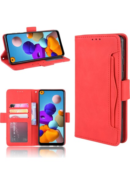 Samsung Galaxy A21 ile Uyumlu Kickstand Koruyucu, Kredi Kartı Tutacağı Pu Deri Darbeye Dayanıklı Telefon Kılıfı (Yurt Dışından) fırsatları