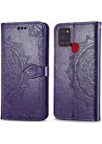 Samsung A21S Zarif Desen Kapak Çevirin Kılıf Basit (Yurt Dışından)
