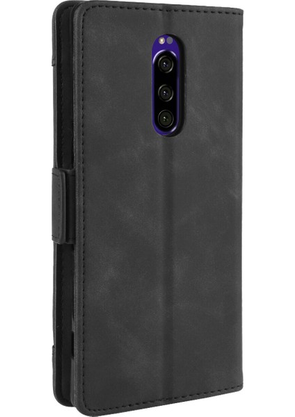 Bdt Shop Sony Xperia 1 ile Uyumlu Kickstand Koruyucu, Kredi Kartı Tutacağı Pu Deri Darbeye Dayanıklı Telefon Kılıfı (Yurt Dışından)