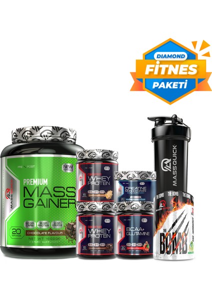 Dıamond Paket - Diamond Fitness Paketi - 2xwhey Protein - Mass Gainer - Bcaa - Creatine - Preworkout