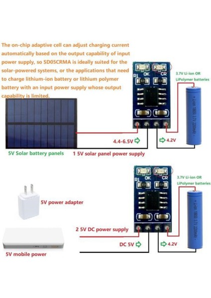 Mppt Solar Şarj Regülatörü 4.2V 3.7V 18650 Lipo Lityum Pil Şarj Modülü Koruma Fonksiyonlu SD05CRMA (Yurt Dışından)