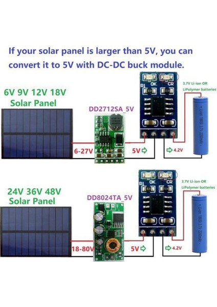 Mppt Solar Şarj Regülatörü 4.2V 3.7V 18650 Lipo Lityum Pil Şarj Modülü Koruma Fonksiyonlu SD05CRMA (Yurt Dışından)