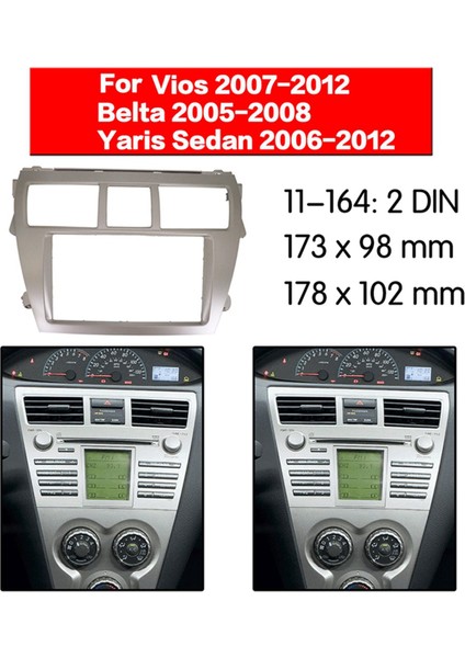 2x2 Dın Araba Stereo Radyo DVD Oynatıcı Çerçeve Fasya Paneli Trim Için Vios 2007-2012,BELTA 2005-2008,YARIS Sedan 2006+ (Yurt Dışından) fiyatları