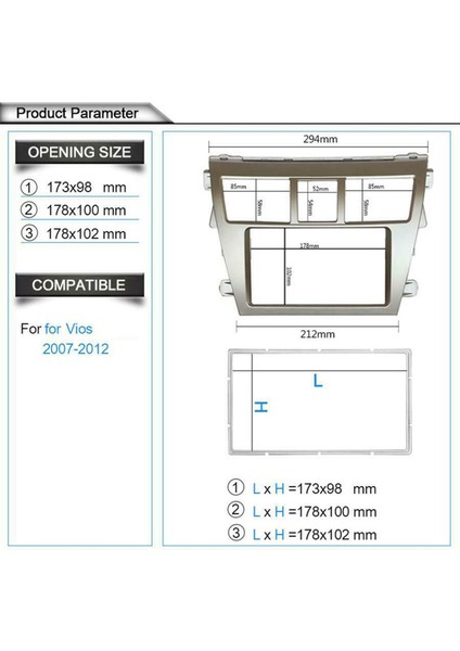2x2 Dın Araba Stereo Radyo DVD Oynatıcı Çerçeve Fasya Paneli Trim Için Vios 2007-2012,BELTA 2005-2008,YARIS Sedan 2006+ (Yurt Dışından) fırsatları