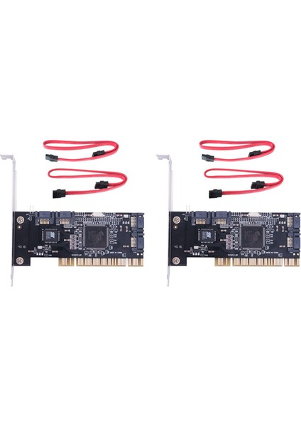 Set 4 Bağlantı Noktalı Pcı Sata Raid Denetleyicisi Iki Sata Kablolu Dahili Genişletme Kartı (Yurt Dışından)
